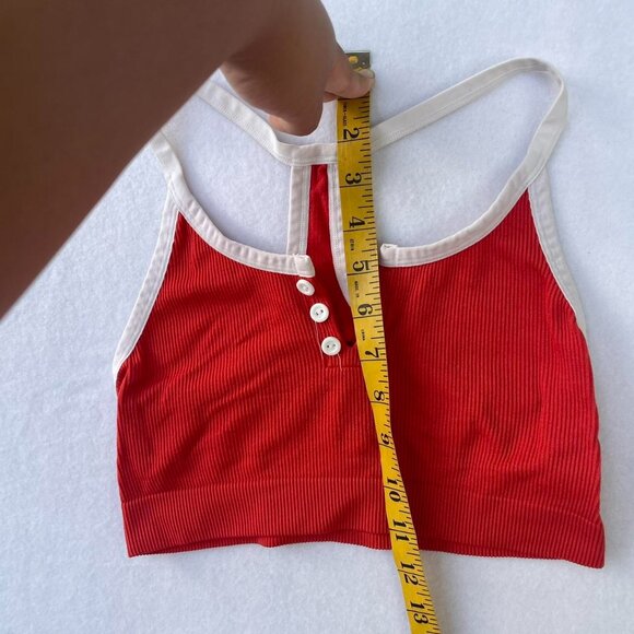 Red and White Colsie Ribbed Knit Sports Bra Racerback Bralette Size S Workout - Picture 4 of 5